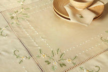 Σετ 13τμχ Τραπεζομάντηλο & Πετσέτες φαγητού Αιγαίον με Κέντημα 180X270 Gerbera